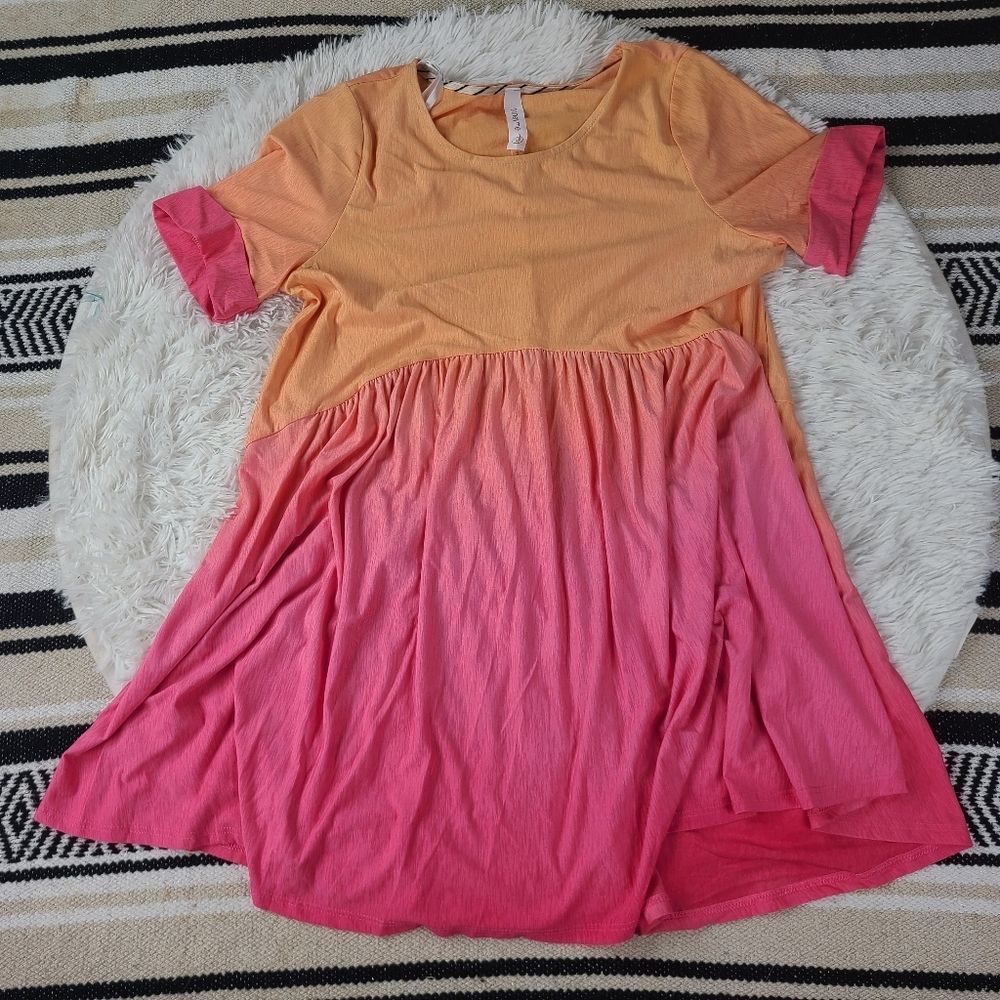 HoneyMe Pink Orange Ombre Tunic Women's Size Small Like New! Sample